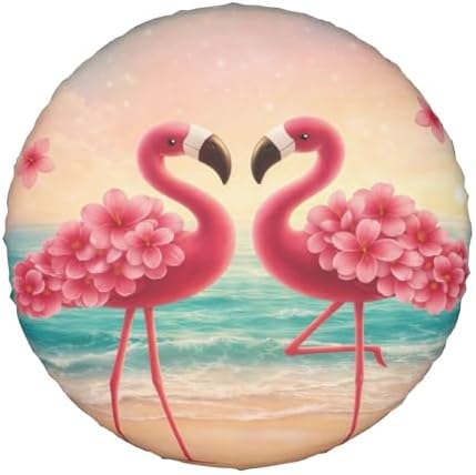 Spare Tire Cover,2 Flamingos On The Beach Camper Spare Tire Cover Waterproof - Image 7