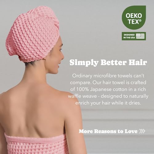Luxury Organic Japanese Cotton Hair Drying Waffle Towel Wrap - Image 6