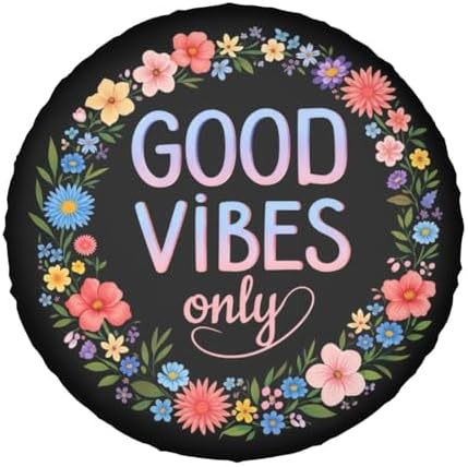 Spare Tire Cover,Good Vibes Slogan Camper Spare Tire Cover Waterproof Sun - Image 7