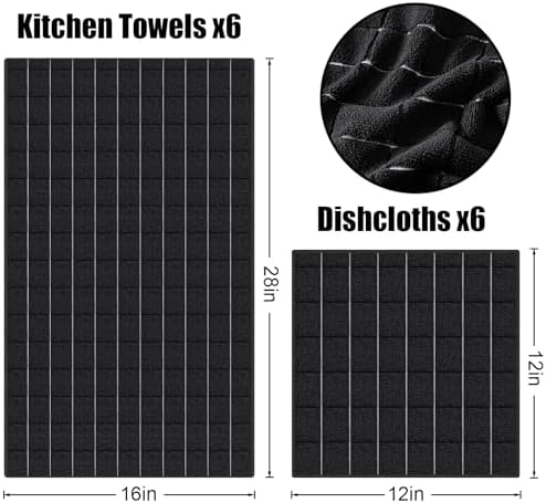 Homaxy Microfiber Kitchen Towels and Dishcloths Sets, 12 Pack - Image 6