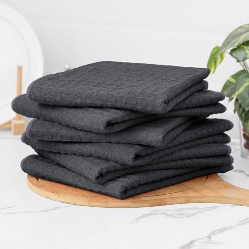 Homaxy Microfiber Waffle Weave Kitchen Towels, 8 Pack, Dark Grey - Image 6