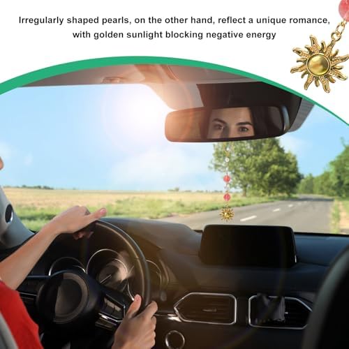 Sun Hanging Car Charm, Rear View Mirror Cute Boho Dangling Sun Car Decor - Image 6