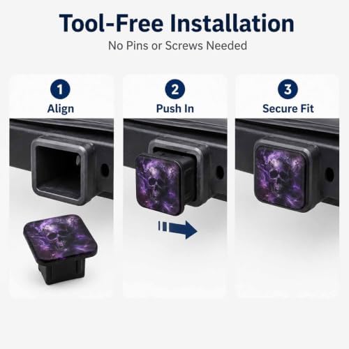 Trailer Hitch Covers Purple Skull Heavy Duty 2 Inch Hitch Cover - Image 7