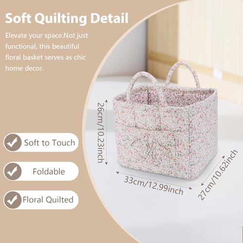 Storage Basket Boho Fabric Large Collapsible Floral Laundry Nursery Hamper - Image 5