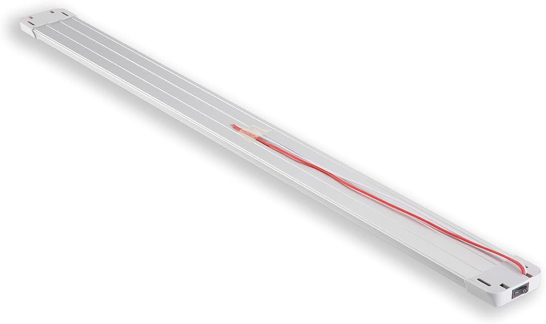 LED Interior Utility Light Fixture 30.3" x 2.6", High Lumen-Output Low Current Draw Energy Efficient, Frosted Lens 6000K Cool-White Even Diffused Beam, On/Off Rocker Switch 12V-24V DC, 1-Pack