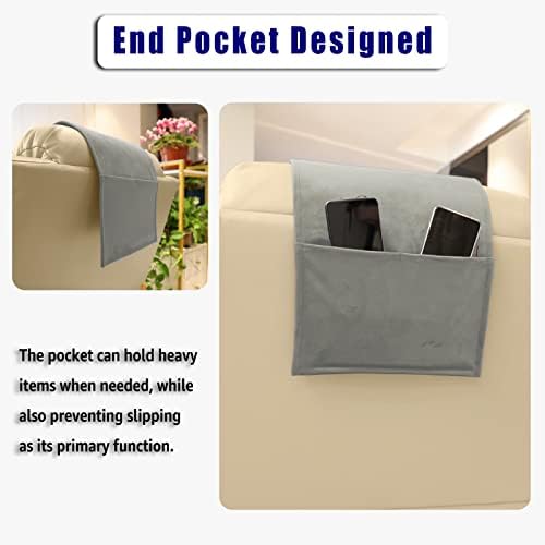 Velvet Recliner Headrest Pillow, Non-Slip Neck Support, Light Gray - Image 6