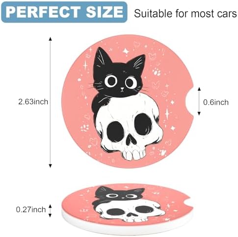 2 Pack Car Cup Holder Coaster, 2.63 inch Anti Slip Insert Absorbent Ceramic Car - Image 7