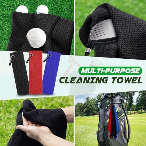 Golf Towel 3 Pack 16" X 16" Microfiber Waffle Pattern Golf Cleaning Towel - Image 7