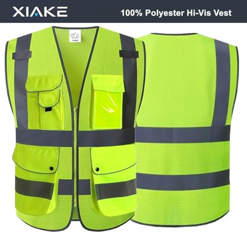 XIAKE 9 Pockets Class 2 High Visibility Reflective Safety Vest - Image 2