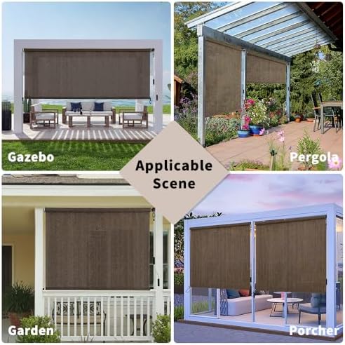 SMONTER Outdoor Sunshade Roller Shade 4'W x 6'H, Exterior Cordless Roll Up - Image 6