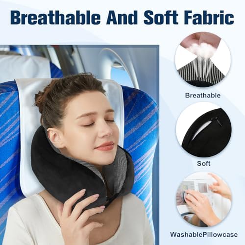Cirorld Neck Pillow for Traveling, Travel Pillows for Airplanes Black - Image 6
