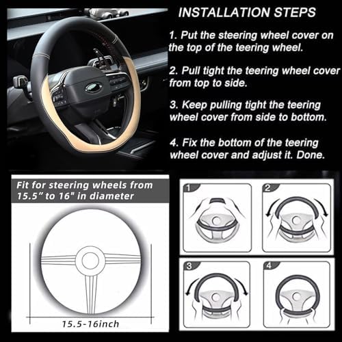 Valleycomfy Microfiber Leather Steering Wheel Cover Large-Size - Image 6