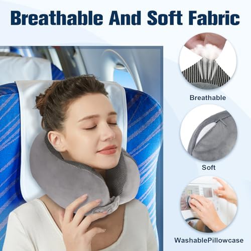 Cirorld Neck Pillow for Traveling, Travel Pillows for Airplanes Grey - Image 6