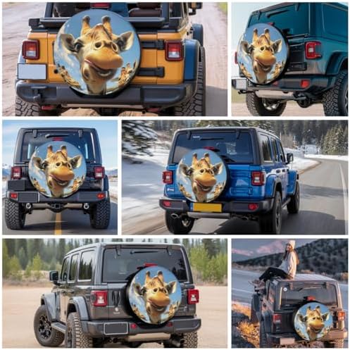 GENANY Giraffe Family Art Thick PVC Leather Spare Tire Cover Size 17 - Image 7