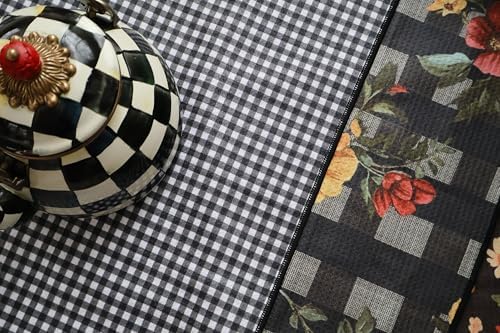 Cerise Black Floral Kitchen Towels, Waffle Weave Microfiber, 3 Pack - Image 7