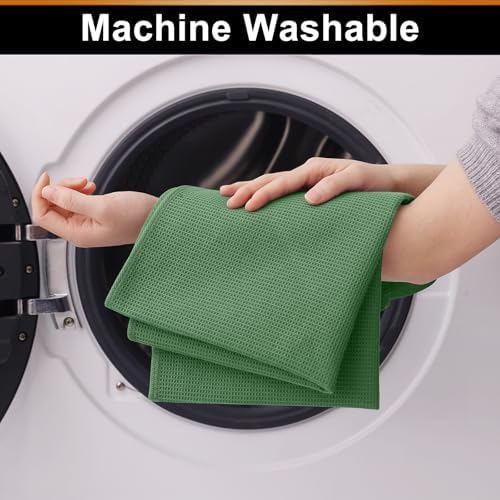Homaxy 100% Cotton Waffle Weave Kitchen Towels, 4 Pack, Grass Green - Image 6