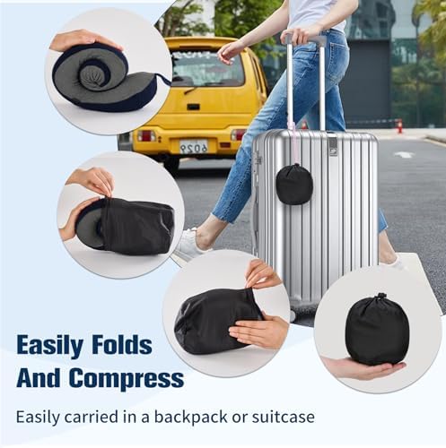 Cirorld Neck Pillow for Traveling, Travel Pillows for Airplanes Navy - Image 6