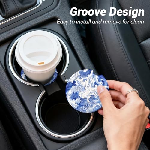 Car Cup Holder Ceramic Coasters 2 Pack, 2.56 in Anti Slip Absorbent Coaster - Image 7