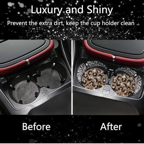 NBTEPEM 2pcs Bling Leopard Car Coasters, Non-Slip Cheetah Car Cup Holder Insert - Image 7