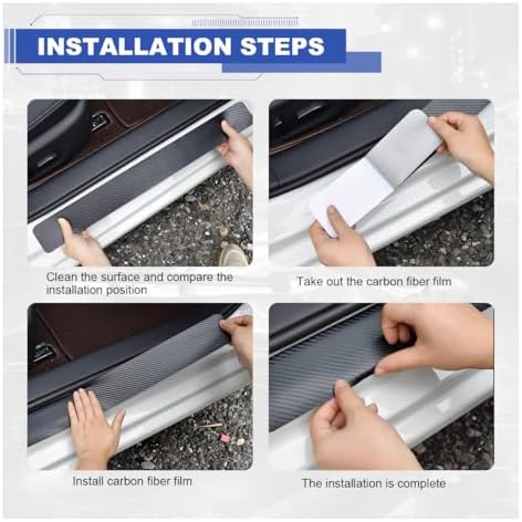 ZIMISI 4PCS Tri-Color Door Sill Protectors, Anti-Scratch Carbon Fiber Entry - Image 6