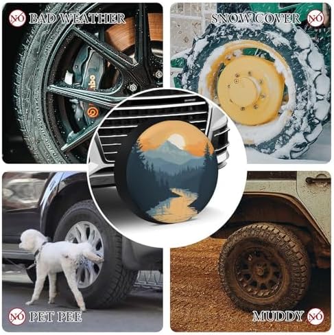 Spare Tire Cover Mountain Adventure Protectors Weatherproof Dust-Proof Nature - Image 7