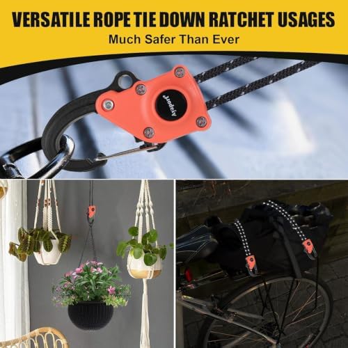 Ayaport 1/8" Adjustable Rope Tie Down Ratchet 4Pack, 12FT Ratchet Rope - Image 7