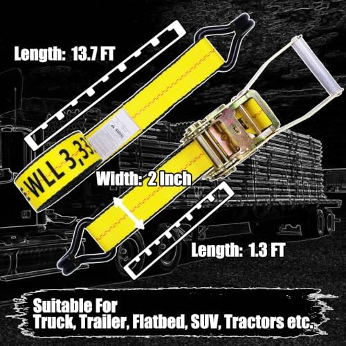 2 Pack Ratchet Straps Heavy Duty, 000 Lbs Break Strength, Cargo Straps - Image 6