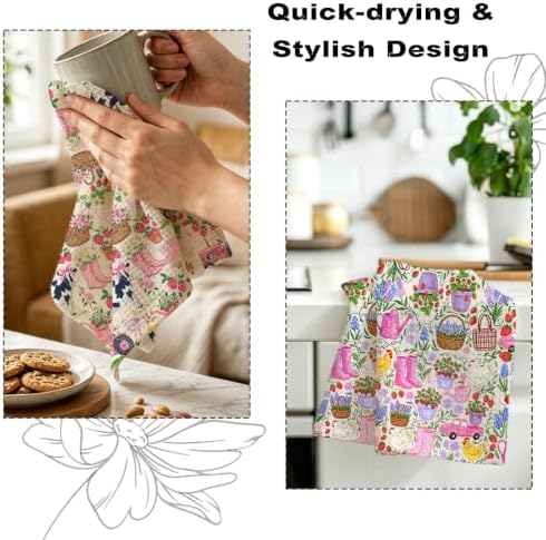 2 Pcs Farm Animals Kitchen Towels, Chicken Soft Absorbent Hand Tea Towel - Image 6