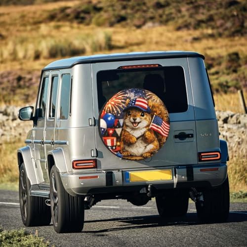 Squirrels with The American Flag Spare Tire Cover Weatherproof Wheel Protectors - Image 7
