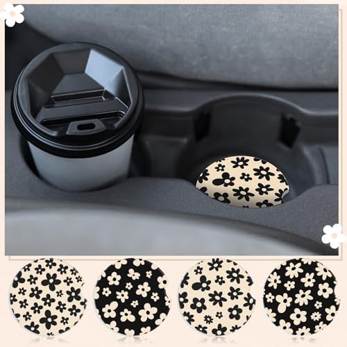 Boao 4 Pcs White Flower Car Cupholder Coasters - Image 5