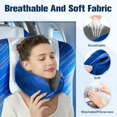 Cirorld Neck Pillow for Traveling, Travel Pillows for Airplanes Dark Blue - Image 6