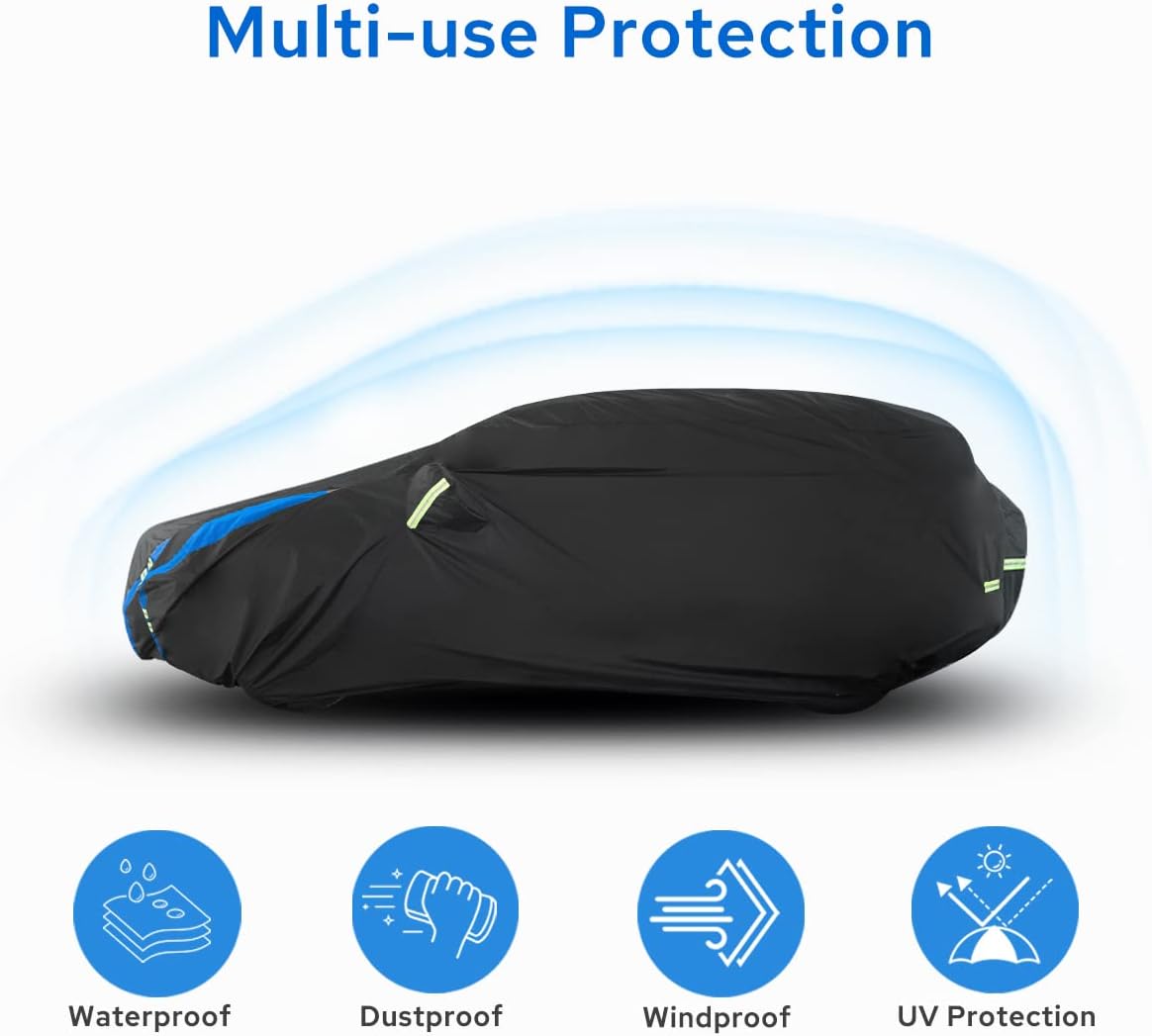 Avecrew SUV Car Cover Waterproof All Weather for Automobiles, Outdoor Heavy Duty Full Exterior SUV Covers (Length: 193"-208")