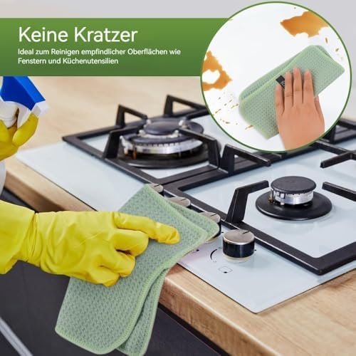 KinHwa Waffle Microfiber Dish Cloths Green Kitchen Towels, Washcloths - Image 6