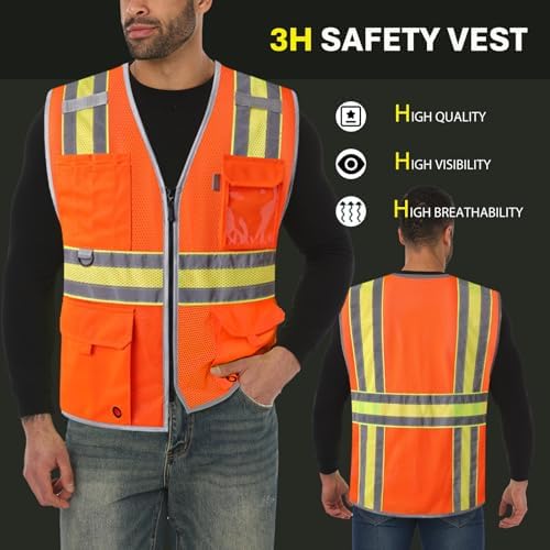 JKSafety Safety Vest for Men Women Hi Vis Relfective Vest - Image 6