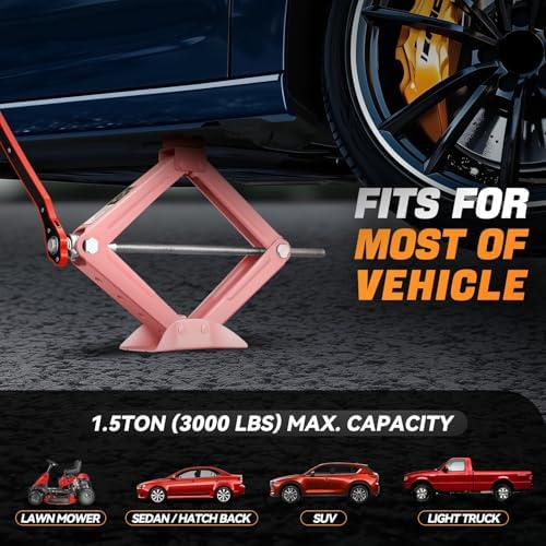 Auto Dynasty Scissor Jack, 1.5 Ton Portable Car Lift Jack, Quick Lift Car Tire - Image 6