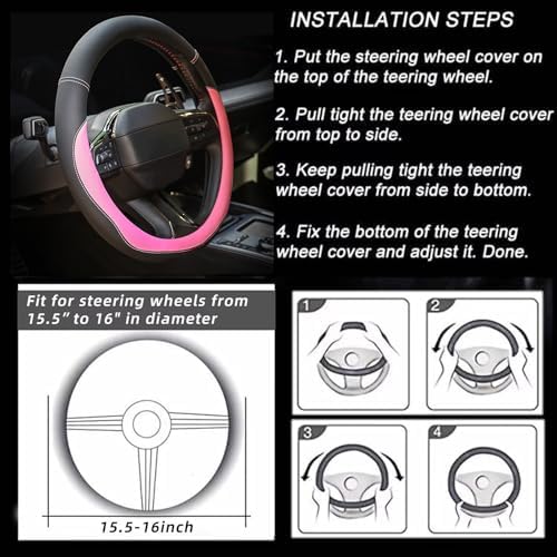 Valleycomfy Microfiber Leather Steering Wheel Cover Large-Size - Image 7