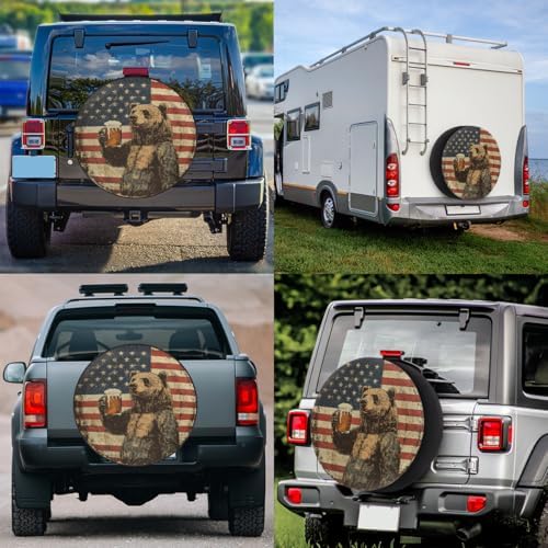 Spare Tire Cover Bear American Flag Wheel Covers Protectors Waterproof - Image 6