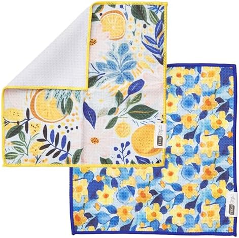 Ritz 6-Piece Ditzy Flowers Microfiber Dish Cloth Set – Vibrant Blue & Yellow - Image 6