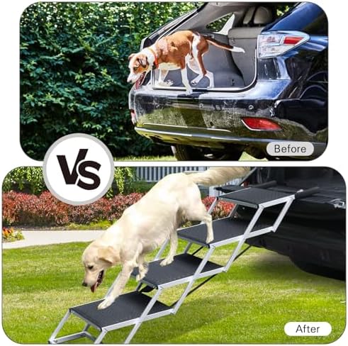 DGSL Folding Dog Stairs for Car, 16.9" Wide 4-Step Non-Slip Pet Steps - Image 6