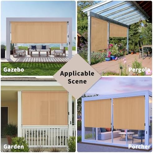 SMONTER Outdoor Sunshade Roller Shade 4'W x 6'H, Exterior Cordless Roll Up - Image 6