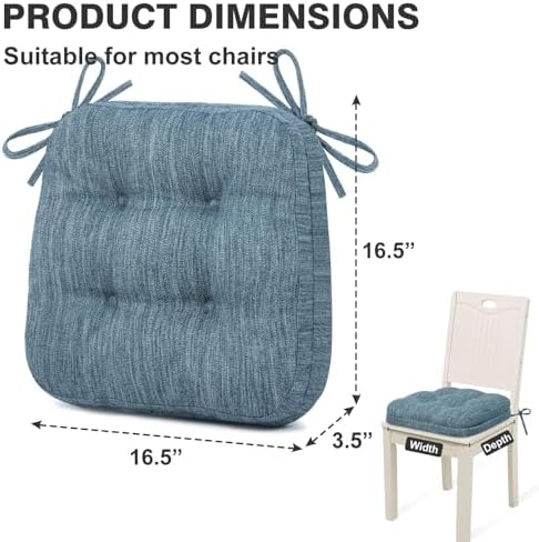 Shinnwa Dining Chair Cushions Set of 2, Dual-Layer Memory Foam Kitchen Chair - Image 6