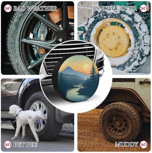Spare Tire Cover 12 Inch Mountain Adventure Protectors Weatherproof Dust-Proof - Image 7