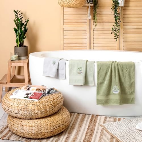 Peryiter 3 Pack Eucalyptus Leaves Decorative Bath Towel Set - Image 6