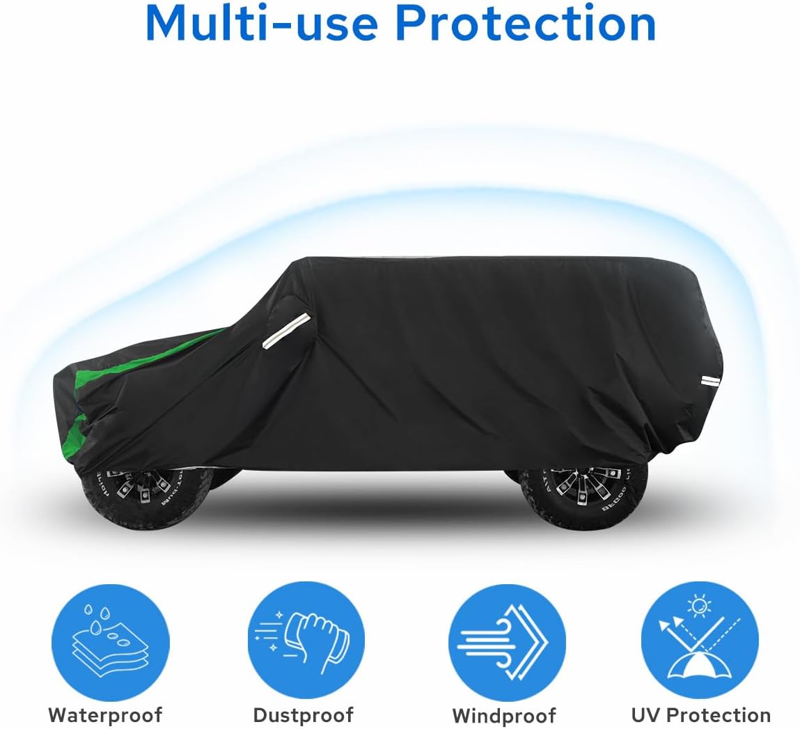 Avecrew for Jeep Wrangler Cover Waterproof 2 Door, All Weather for Jeep Rain Cover for Automobiles, Outdoor Full Exterior for Jeep Covers Fits JK JL TJ YJ CJ (Green)