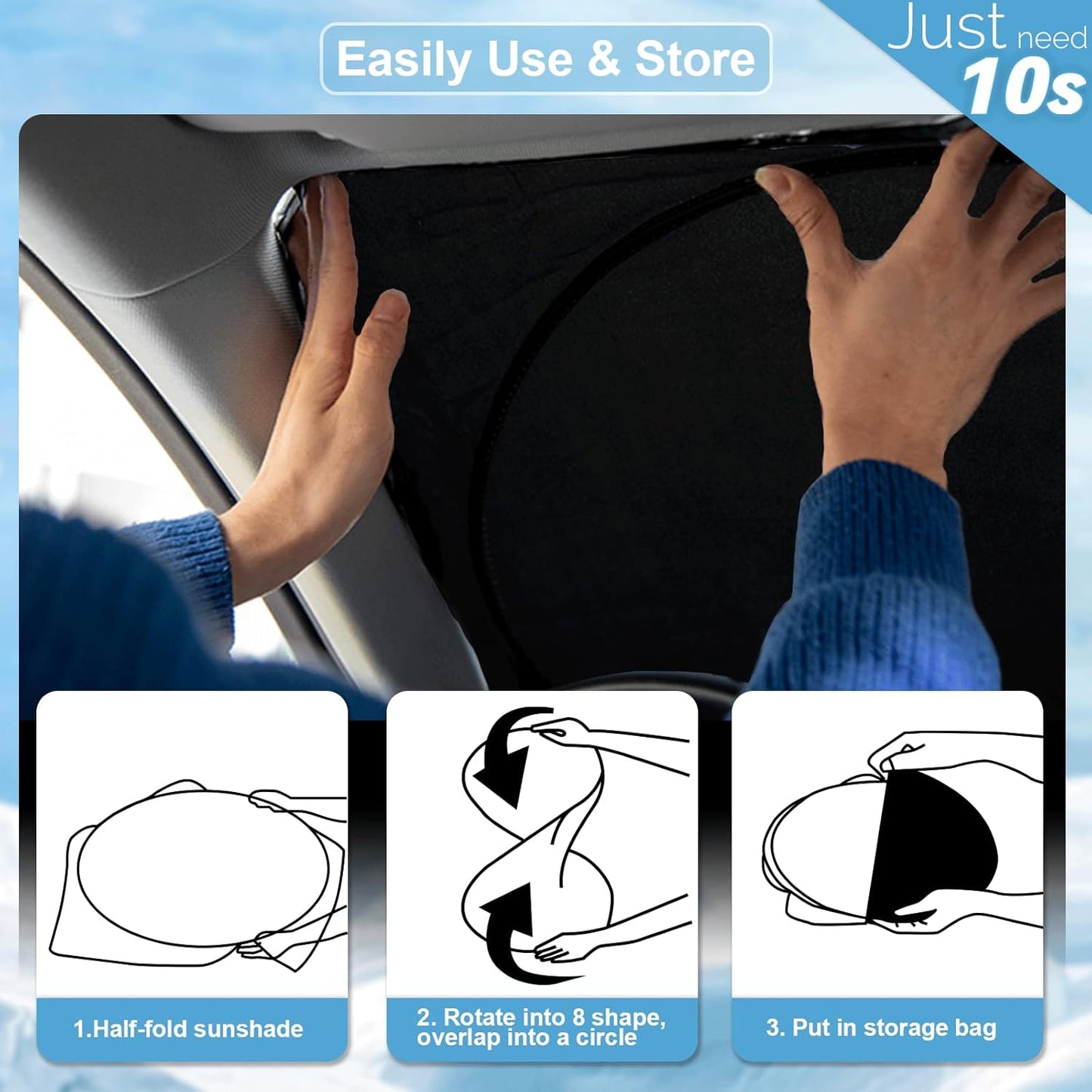 Sunshade for Hyundai Palisade 2020 2021 2022 2023 2024 2025 2026 Car Sun Shade Windshield Accessories Foldable Front Window Sun Visor 210T Reflective Fabric Protector Block Rays