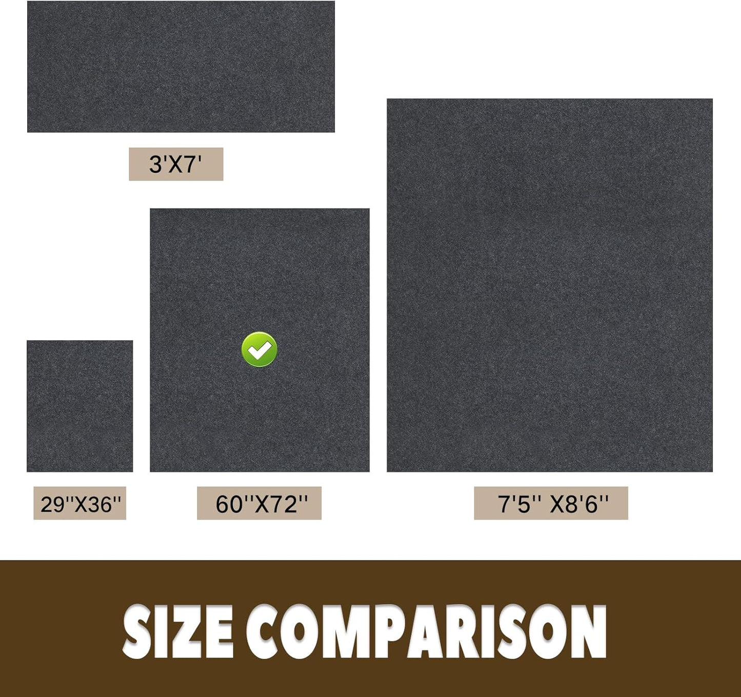 Oil Spill Mat, 60" x 72", Garage Floor Mat Under Car, Waterproof/Durable/Non-Slip TPR Backing, Reusable Absorbent Pad, Charcoal