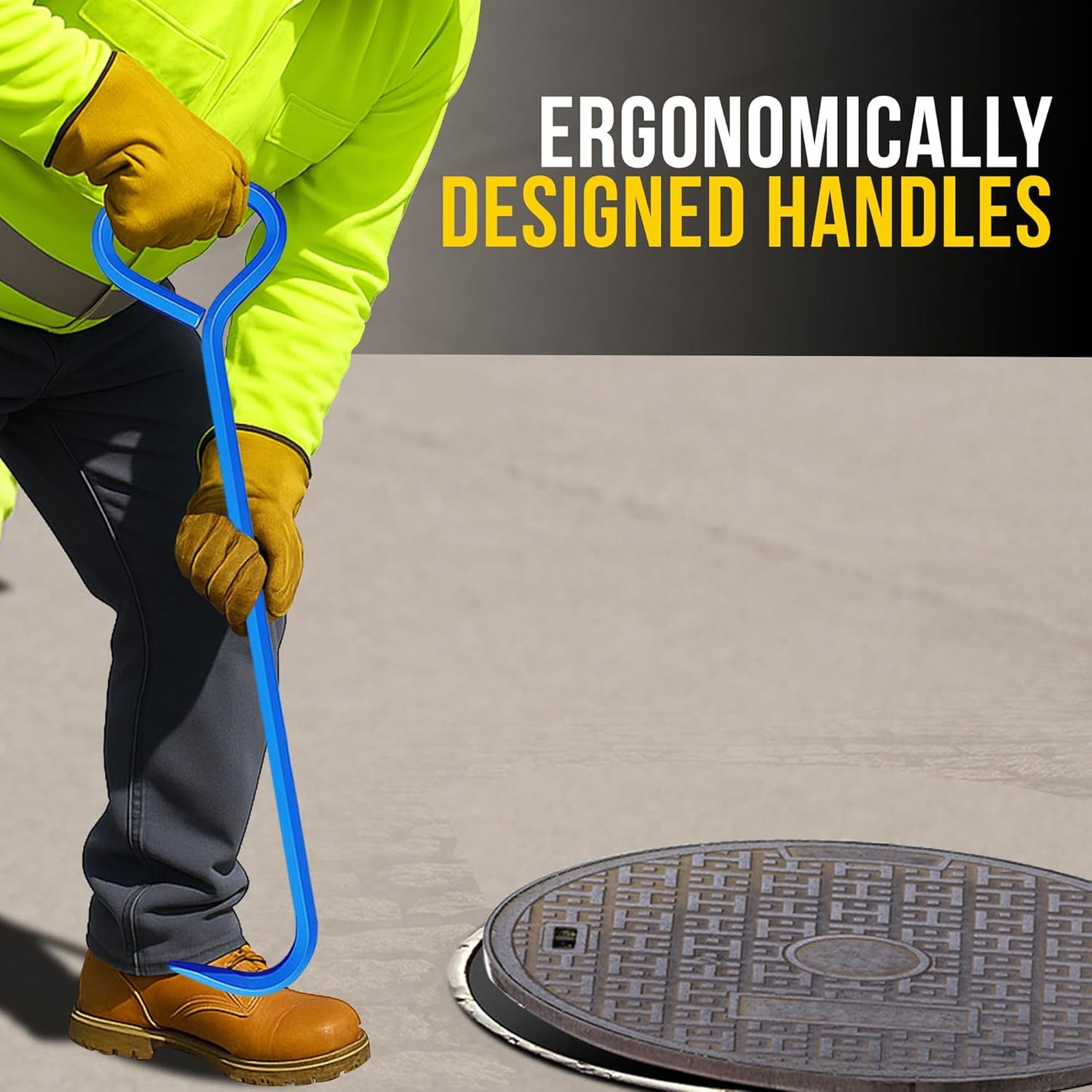 T&T Tools 24-Inch Manhole Hook - Heavy Duty Single Hook for Lifting Manhole Covers, Storm Drains, Septic Tank Risers - Rigid Hex Alloy Steel for Lifting, Pulling, and Removing Covers - 6 Pack
