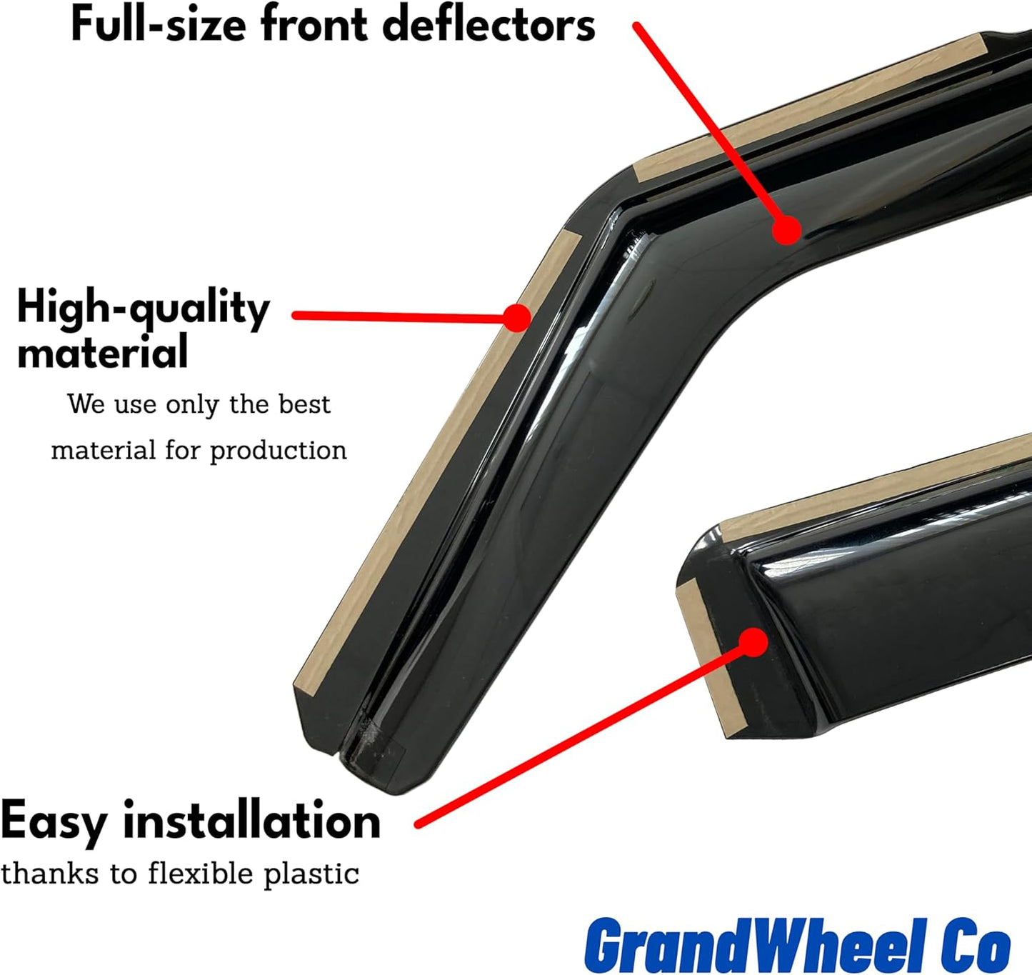 GrandWheel Co Smoke Tinted in-Channel Side Window Vent Visor Deflectors Rain Guards Compatible with Dodge Ram 1500 2019-2025 Quad Cab - 4pcs. GW0949