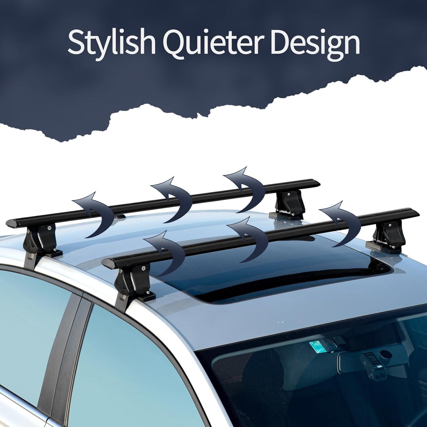 Universal 55" Roof Rack Cross Bars, Adjustable Car Top Roof Rack,Aluminum Locking Crossbars Fit for Car SUV Without Any Types of Side Rails