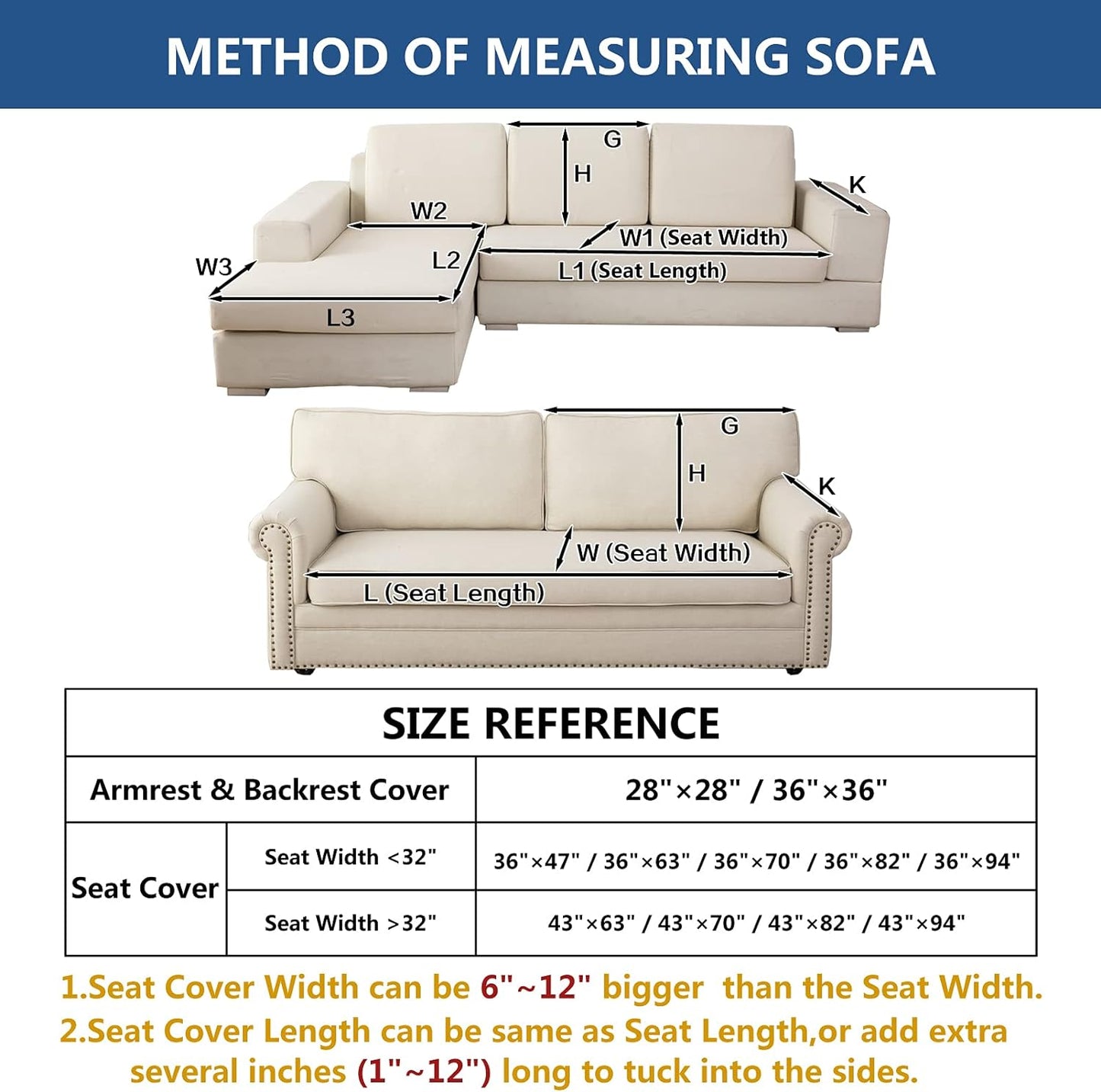 Eismodra Couch Cover,Sectional Couch Covers,Sofa Covers for 3 Cushion Couch,Anti-Slip Sofa Slipcovers for Dogs Cats Kids Loveseat Recliner L Shaped Armrest Backrest,Blue 36''x82''(Only 1 Piece)